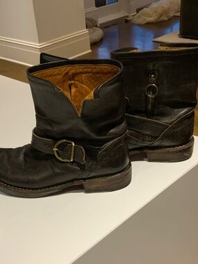 Fiorentini + Baker Black Leather Buckle Moto Boots